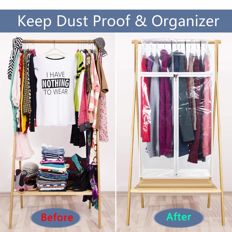 Zilink Clear Garment Bags for Storage 40 inch (2 Pack) Hanging Garment Rack Cover Suit Bags Organizer Hanging Clothes Cover for Suit Coats Jackets Dress Storage - Image 2